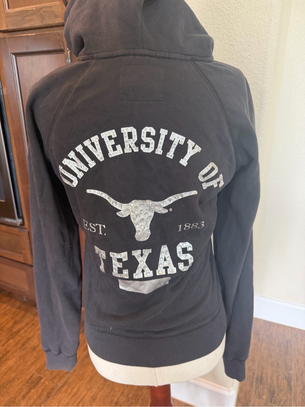PINK Victoria's Secret Black Rhinestone University of Texas Hoodie XS